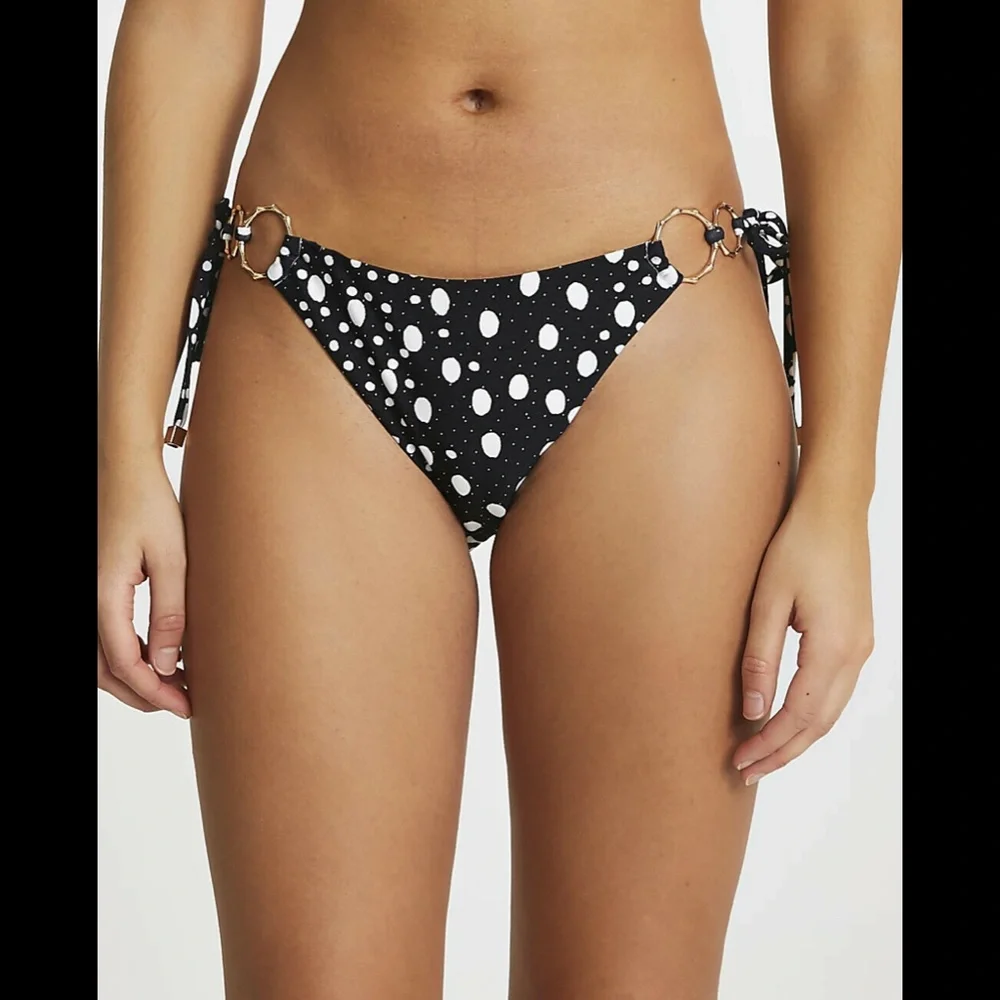 NEW River Island [ 2 US ] Ring Detail Polka Dot Side Tie‎ Bikini Bottoms